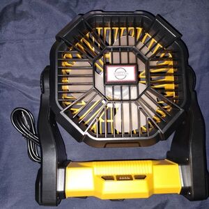 Yellow and Black PortableCamping Fan With Lights